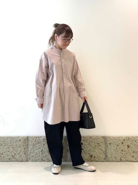 「かぐれ（カグレ）のリネンコットンサルエルパンツ（その他パンツ）」を使った、ながせさん（レディース・156cm）の冬コーディネート