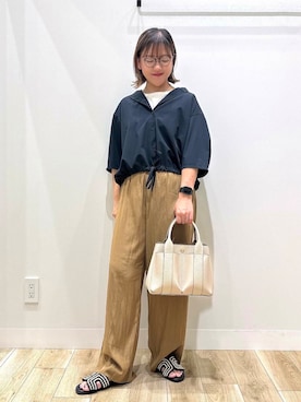 「URBAN RESEARCH DOORS（アーバンリサーチドアーズ）の『UVカット/接触冷感/吸水速乾』ドライタッチリラックスパンツ（その他パンツ）」を使った、ながせさん（レディース・156cm）の夏コーディネート