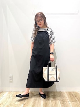 「ナチュラル×カジュアル」｜「アイテム（ワンピース/ドレス）」を使った、ながせさん（レディース・156cm）の春コーディネート