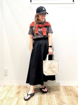 「初夏のお出掛けコーデ」｜「アイテム（帽子）」を使った、ながせさん（レディース・156cm）の春コーディネート