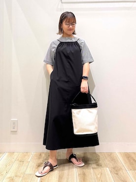 「ウエストゴム」｜「アイテム（ワンピース/ドレス）」を使った、ながせさん（レディース・156cm）の夏コーディネート