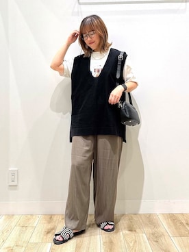 「URBAN RESEARCH DOORS（アーバンリサーチドアーズ）の『UVカット/接触冷感/吸水速乾』ドライタッチリラックスパンツ（その他パンツ）」を使った、ながせさん（レディース・156cm）の夏コーディネート