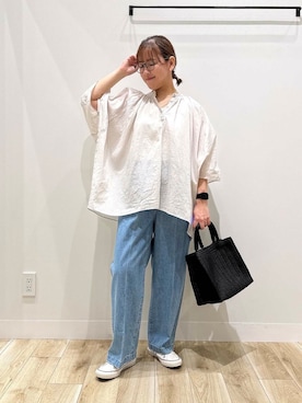「アイテム（タンクトップ、ホワイト系）」を使った、ながせさん（レディース・156cm）の夏コーディネート
