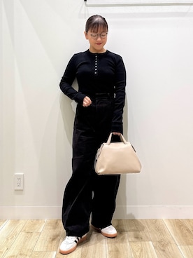 「アイテム（ボストンバッグ）」を使った、ながせさん（レディース・156cm）の秋コーディネート