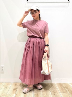 「30代前半」｜「アイテム（アクセサリー）」を使った、ながせさん（レディース・156cm）の夏コーディネート