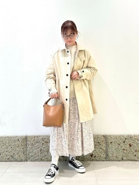 「ナチュラル×カジュアル」｜「アイテム（その他アウター）」を使った、ながせさん（レディース・156cm）の春コーディネート