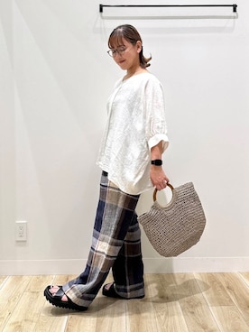 「30代前半」｜「アイテム（アクセサリー）」を使った、ながせさん（レディース・156cm）の夏コーディネート