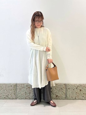 「ナチュラル×カジュアル」｜「アイテム（チュニック）」を使った、ながせさん（レディース・156cm）の春コーディネート