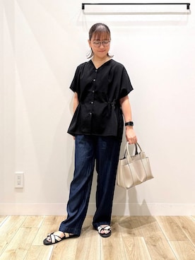 「オフィス」｜「アイテム（サンダル）」を使った、ながせさん（レディース・156cm）の夏コーディネート
