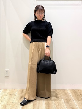 「KBF（ケイビーエフ）のハーフスリーブクロップドニット（ニット/セーター）」を使った、ながせさん（レディース・156cm・30代）の秋コーディネート