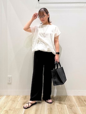 「オフィス」｜「アイテム（サンダル）」を使った、ながせさん（レディース・156cm）の夏コーディネート