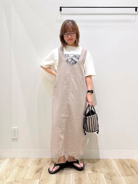 「オフィス」｜「アイテム（サンダル）」を使った、ながせさん（レディース・156cm）の夏コーディネート