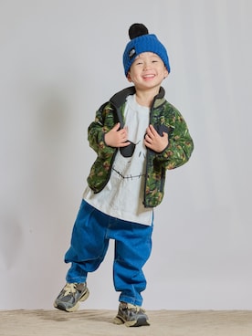 「アイテム（帽子）」を使った、STKくんさん（キッズ・100cm）の秋コーディネート