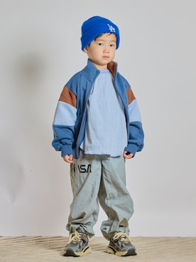 「アイテム（ニットキャップ/ビーニー）」を使った、STKくんさん（キッズ・100cm）の冬コーディネート