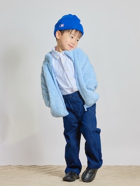 「アイテム（ローファー）」を使った、STKくんさん（キッズ・100cm）の秋コーディネート