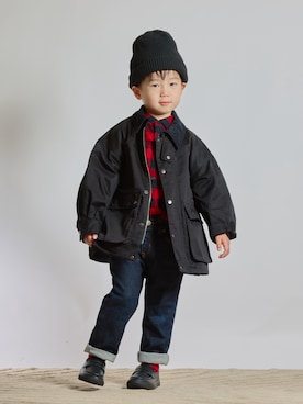 「アイテム（ミリタリージャケット）」を使った、STKくんさん（キッズ・100cm）の秋コーディネート