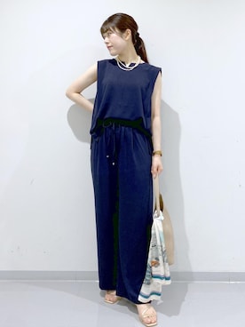 「パンツスタイル」｜「アイテム（財布/小物）」を使った、Sayuさん（レディース・155cm）の夏コーディネート