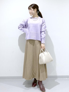 「アイテム（ボストンバッグ）」を使った、Sayuさん（レディース・155cm・30代）の秋コーディネート