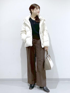 「ニット/セーター」｜「アイテム（アクセサリー）」を使った、Sayuさん（レディース・155cm）の冬コーディネート