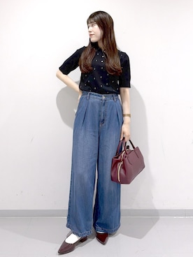 「ROPE' PICNIC（ロペピクニック）のアイテム（パンプス）」を使った、Sayuさん（レディース・155cm）の秋コーディネート