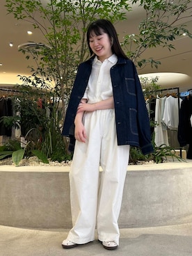 「アイテム（カバーオール）」を使った、やまださん（レディース・155cm）の秋コーディネート