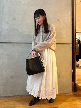 「RODE SKO（ロデスコ）のワンハンドル3WAYバッグ（ハンドバッグ）」を使った、やまださん（レディース・155cm）の秋コーディネート