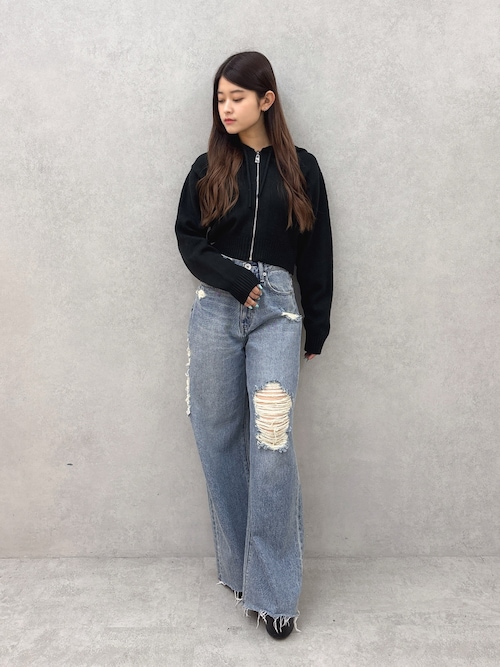 GYDA ニットショートZIP UPパーカー