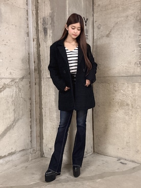 「GYDA（ジェイダ）のアイテム（テーラードジャケット）」を使った、Hitomiさん（レディース・150cm）の秋コーディネート