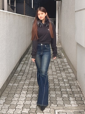 「アイテム（パーカー）」を使った、Hitomiさん（レディース・150cm）の秋コーディネート