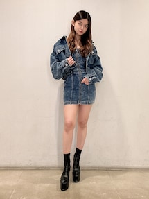 GYDA ジャケット ミリタリージャケット ワンピース GYDA ワンピース ブリーチハーフZIP long sleeveニット