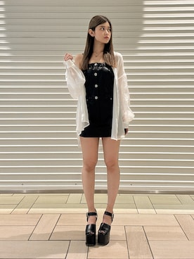 「GYDA（ジェイダ）のオーバーシアーシャツ（シャツ/ブラウス、ホワイト系）」を使った、Hitomiさん（レディース・150cm）の春コーディネート