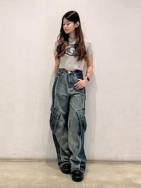 「アイテム（つなぎ/オールインワン）」を使った、Hitomiさん（レディース・150cm）の夏コーディネート