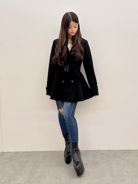 「アイテム（トレンチコート）」を使った、Hitomiさん（レディース・150cm）の秋コーディネート