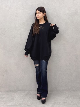 「アイテム（スウェット）」を使った、Hitomiさん（レディース・150cm）の夏コーディネート