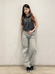 tシャツ GG GLITTERノースリショートスウェットパーカー レディース GG GLITTERノースリショートスウェットパーカー｜ジェイダ（GYDA