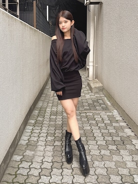 「GYDA（ジェイダ）のアイテム（ワンピース）」を使った、Hitomiさん（レディース・150cm）の秋コーディネート