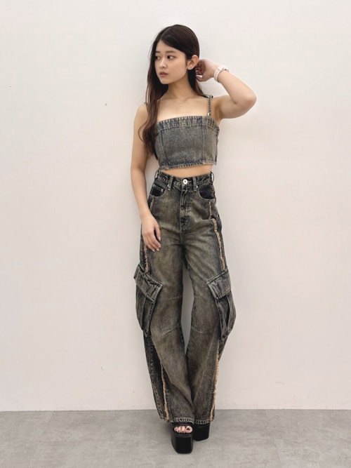 セール】ハイウエスト Urban Utility Wash カーゴデニムパンツ