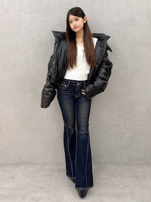 2WAYフェイクレザーミドル丈ダウンコート｜ジェイダ（GYDA）公式