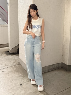 「GYDA（ジェイダ）のアイテム（タンクトップ）」を使った、Hitomiさん（レディース・150cm）の夏コーディネート