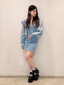 GD 2ラインカットデニムショートZIP UPブルゾン【SETUP着用可