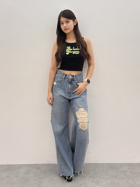 「アイテム（タンクトップ）」を使った、Hitomiさん（レディース・150cm）の夏コーディネート