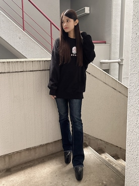 「GYDA（ジェイダ）のアイテム（スウェット）」を使った、Hitomiさん（レディース・150cm）の秋コーディネート