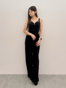 「アイテム（つなぎ/オールインワン、ブラック系）」を使った、Hitomiさん（レディース・150cm）の夏コーディネート