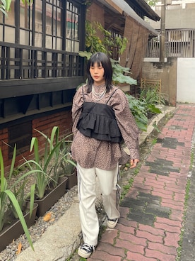 「アイテム（ネックレス、ホワイト系）」を使った、慢針サンさん（レディース・158cm）の冬コーディネート