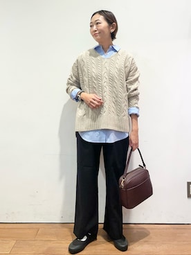 「アイテム（バレエシューズ）」を使った、ちばななこさん（レディース・154cm）の秋コーディネート