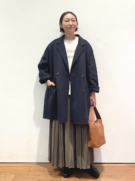 「URBAN RESEARCH DOORS（アーバンリサーチドアーズ）のウールリバーテーラードコート（その他アウター）」を使った、ちばななこさん（レディース・154cm）の秋コーディネート