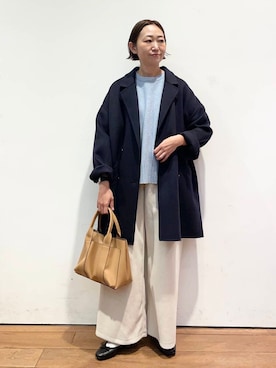 「URBAN RESEARCH DOORS（アーバンリサーチドアーズ）のウールリバーテーラードコート（その他アウター）」を使った、ちばななこさん（レディース・154cm）の秋コーディネート
