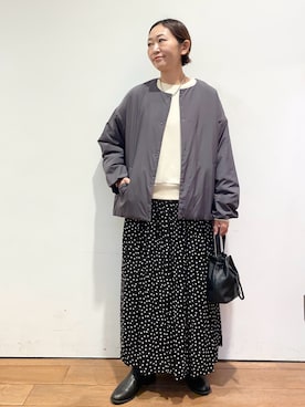 「かぐれ（カグレ）のアイテム（スカート）」を使った、ちばななこさん（レディース・154cm）の秋コーディネート