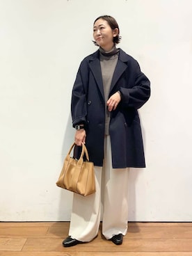「URBAN RESEARCH DOORS（アーバンリサーチドアーズ）のウールリバーテーラードコート（その他アウター）」を使った、ちばななこさん（レディース・154cm）の秋コーディネート