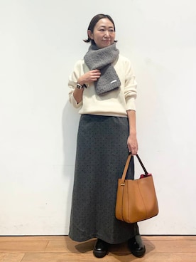 「RODE SKO（ロデスコ）のワンハンドル3WAYバッグ（ハンドバッグ）」を使った、ちばななこさん（レディース・154cm）の秋コーディネート